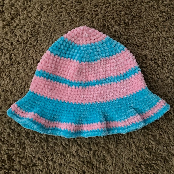 Handmade Pink And Blue Bucket Hat - Picture 1 of 4
